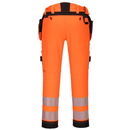 DX442 - Spodnie ostrzegawcze DX4 z odpinanymi kieszeniami kaburowymi Pomarańcz/Czarny