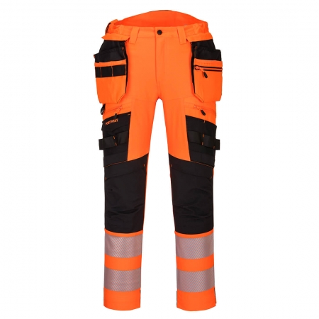 DX442 - Spodnie ostrzegawcze DX4 z odpinanymi kieszeniami kaburowymi Pomarańcz/Czarny