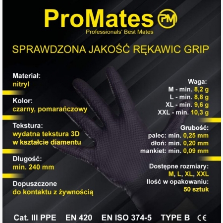 Profesjonalne rękawice teksturowane  nitrylowe GRIP (opak 50 szt.)