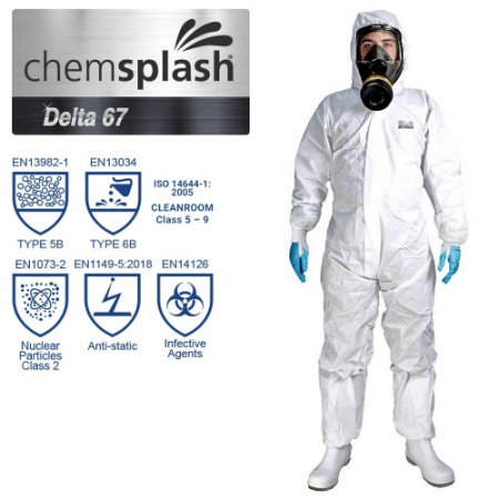 Chemsplash Delta 67 Coverall - Type 5B/6B - White - Style No. 2792