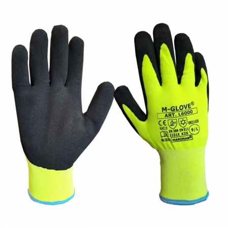 M-GLOVE L6000 2231X X2X Rękawice ochronne ocieplane wykonane z żółtej dzianiny poliestrowej powlekane spienionym lateks